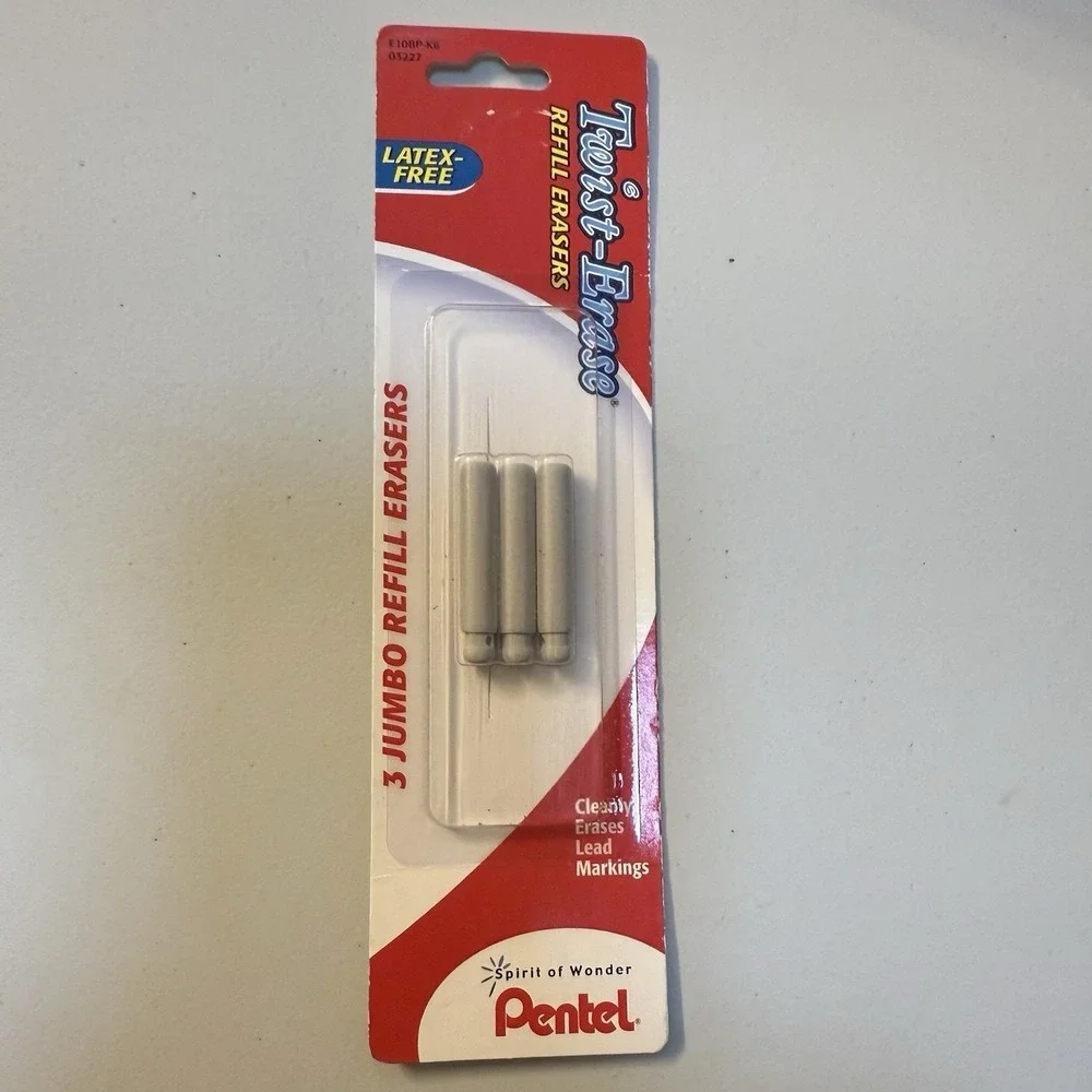 Pentel 1.25 Inch White Eraser Refills for Twist Erase Mechanical Pencils 6 Count